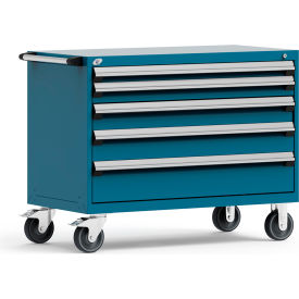 R5BHE-3003KD-051 Heavy Duty Modular Mobile Cabinet, 5 Drawers, Everest Blue
