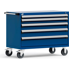 Heavy Duty Modular Mobile Cabinet, 5 Drawers, Avalanche Blue