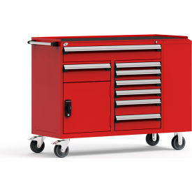 14 Drawer Mobile Multi-Drawer Cabinet - 62"Wx24"Dx45-1/2"H Red