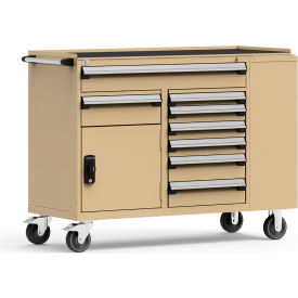 8 Drawer Mobile Multi-Drawer Cabinet - 62"Wx24"Dx45-1/2"H Beige