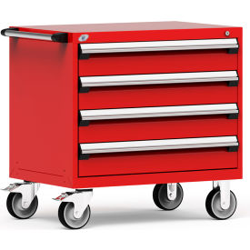 4 Drawer Heavy-Duty Mobile Modular Drawer Cabinet - 36"Wx24"Dx35-1/2"H Red