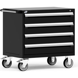 4 Drawer Heavy-Duty Mobile Modular Drawer Cabinet - 36"Wx24"Dx35-1/2"H Black