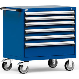 Heavy Duty Modular Mobile Cabinet, 6 Drawers, Avalanche Blue