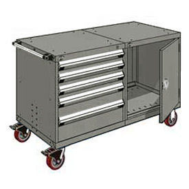 5 Drawer Heavy-Duty Double Mobile Modular Drawer Cabinet - 48"Wx27"Dx37-1/2"H Light Gray