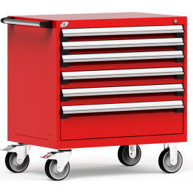 Heavy Duty Modular Mobile Cabinet, 6 Drawers, Red