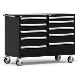 10 Drawer Heavy-Duty Double Mobile Modular Drawer Cabinet - 60"Wx27"Dx45-1/2"H Black