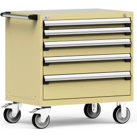 Heavy Duty Modular Mobile Cabinet, 5 Drawers, Beige