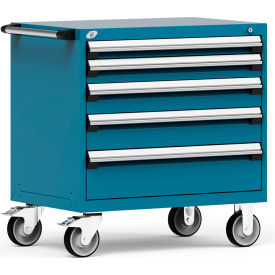 Heavy Duty Modular Mobile Cabinet, 5 Drawers, Everest Blue