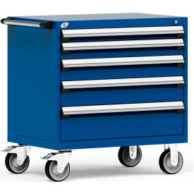 Heavy Duty Modular Mobile Cabinet, 5 Drawers, Avalanche Blue