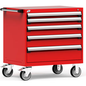 Heavy Duty Modular Mobile Cabinet, 5 Drawers, Red