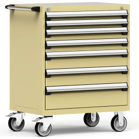 Heavy Duty Modular Mobile Cabinet, 7 Drawers, Beige