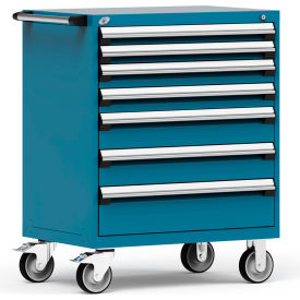 Heavy Duty Modular Mobile Cabinet, 7 Drawers, Everest Blue