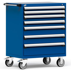 Heavy Duty Modular Mobile Cabinet, 7 Drawers, Avalanche Blue