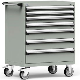 R5BEE-3801KD-071 Heavy Duty Modular Mobile Cabinet, 7 Drawers, Light Gray