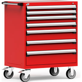 Heavy Duty Modular Mobile Cabinet, 7 Drawers, Red
