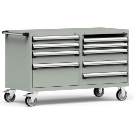 8 Drawer Heavy-Duty Double Mobile Modular Drawer Cabinet - 48"Wx27"Dx37-1/2"H Light Gray