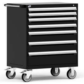 Heavy Duty Modular Mobile Cabinet, 7 Drawers, Black