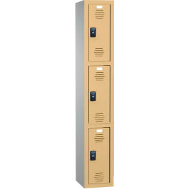 Traditional 3-Tier 3 Door Plastic Locker, 15"W x 15"D x 60"H, Blue, Assembled