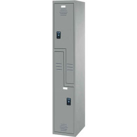 Traditional Z-Style 2 Door Plastic Locker, 12"Wx18"Dx72"H, Charcoal, Assembled