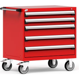 Heavy Duty Modular Mobile Cabinet, 5 Drawers, Red