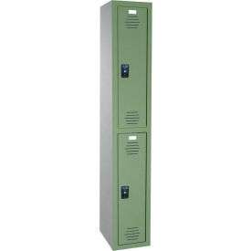 Traditional 2-Tier 2 Door Plastic Locker, 12"W x 12"D x 60"H, Burgundy, Assembled