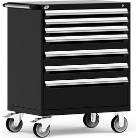 Heavy Duty Modular Mobile Cabinet, 7 Drawers, Black