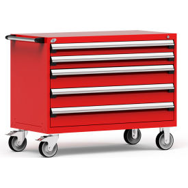 Heavy Duty Modular Mobile Cabinet, 5 Drawers, Red
