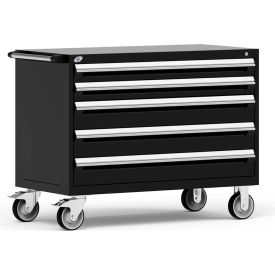 Heavy Duty Modular Mobile Cabinet, 5 Drawers, Black