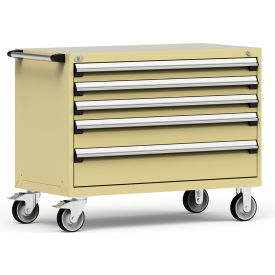 Heavy Duty Modular Mobile Cabinet, 5 Drawers, Beige