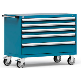 Heavy Duty Modular Mobile Cabinet, 5 Drawers, Everest Blue