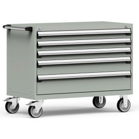 Heavy Duty Modular Mobile Cabinet, 5 Drawers, Light Gray