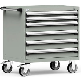 R5BEE-3007KD-071 Heavy Duty Modular Mobile Cabinet, 6 Drawers, Light Gray