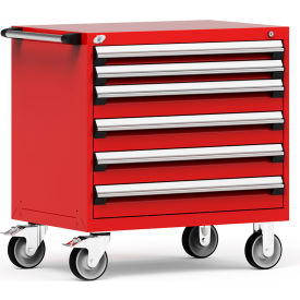 Heavy Duty Modular Mobile Cabinet, 6 Drawers, Red
