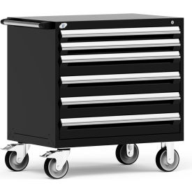 Heavy Duty Modular Mobile Cabinet, 6 Drawers, Black