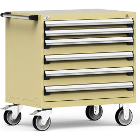 R5BEE-3007KD-041 Heavy Duty Modular Mobile Cabinet, 6 Drawers, Beige