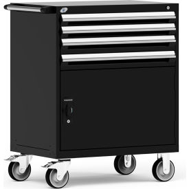4 Drawer Heavy-Duty Mobile Modular Drawer Cabinet - 36"Wx24"Dx45-1/2"H Black