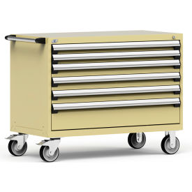 6 Drawer Heavy-Duty Mobile Modular Drawer Cabinet - 48"Wx24"Dx37-1/2"H Beige