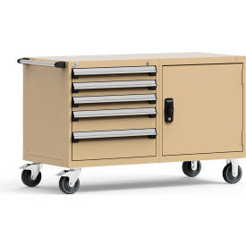 5 Drawer Heavy-Duty Double Mobile Modular Drawer Cabinet - 60"Wx27"Dx37-1/2"H Beige