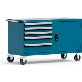 5 Drawer Heavy-Duty Double Mobile Modular Drawer Cabinet - 60"Wx27"Dx37-1/2"H Everest Blue