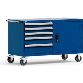 5 Drawer Heavy-Duty Double Mobile Modular Drawer Cabinet - 60"Wx27"Dx37-1/2"H Avalanche Blue