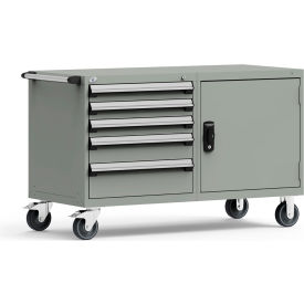 5 Drawer Heavy-Duty Double Mobile Modular Drawer Cabinet - 60"Wx27"Dx37-1/2"H Light Gray