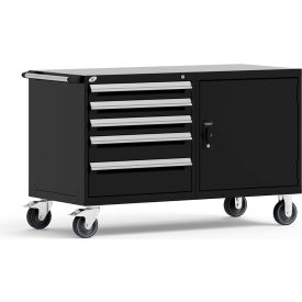 5 Drawer Heavy-Duty Double Mobile Modular Drawer Cabinet - 60"Wx27"Dx37-1/2"H Black