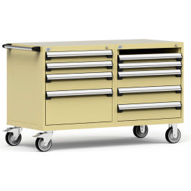 8 Drawer Heavy-Duty Double Mobile Modular Drawer Cabinet - 60"Wx27"Dx37-1/2"H Beige