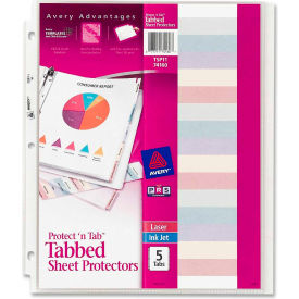 Protect 'n Tab Top Loading Sheet Protector, 8-1/2"W x 11"H, Clear, 5 Tabs/Set