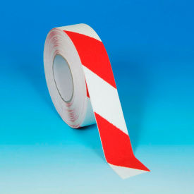 Hazard Safety Grip Anti Slip Tape, Red/White, 2" x 60', 60 Grit