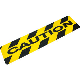 "Caution" Anti Slip Stair Tread, Black/Yellow, 6" x 24"