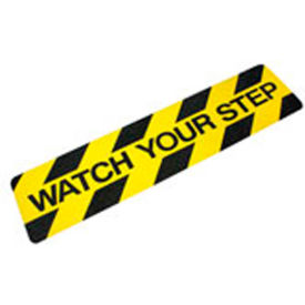 "Watch Your Step" Anti Slip Stair Tread, Black/Yellow, 6" x 24"