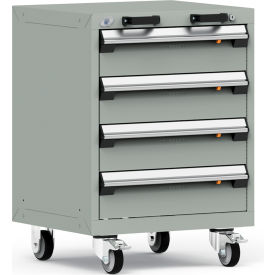 Heavy Duty Modular Mobile Cabinet, 4 Drawers, Light Gray