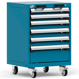 6 Drawer Heavy-Duty Mobile Modular Drawer Cabinet - 24"Wx21"Dx35-1/4"H Everest Blue