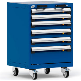 6 Drawer Heavy-Duty Mobile Modular Drawer Cabinet - 24"Wx21"Dx35-1/4"H Avalanche Blue